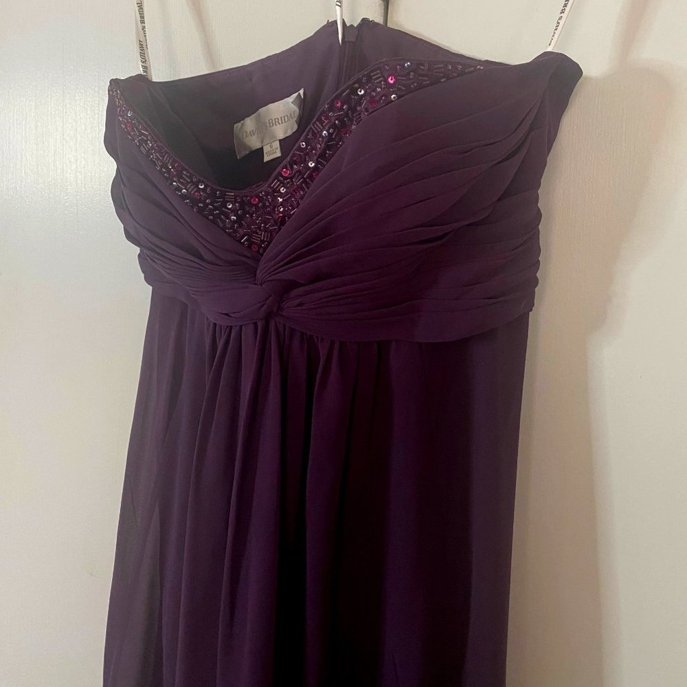 David's Bridal Plum Formal floor length Dress Size 6